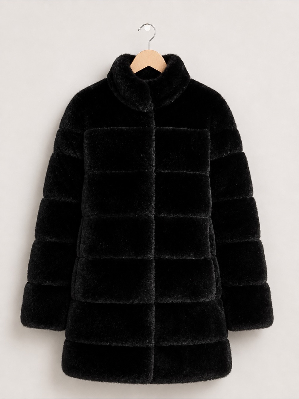 Black Faux Fur Grooved Jacket